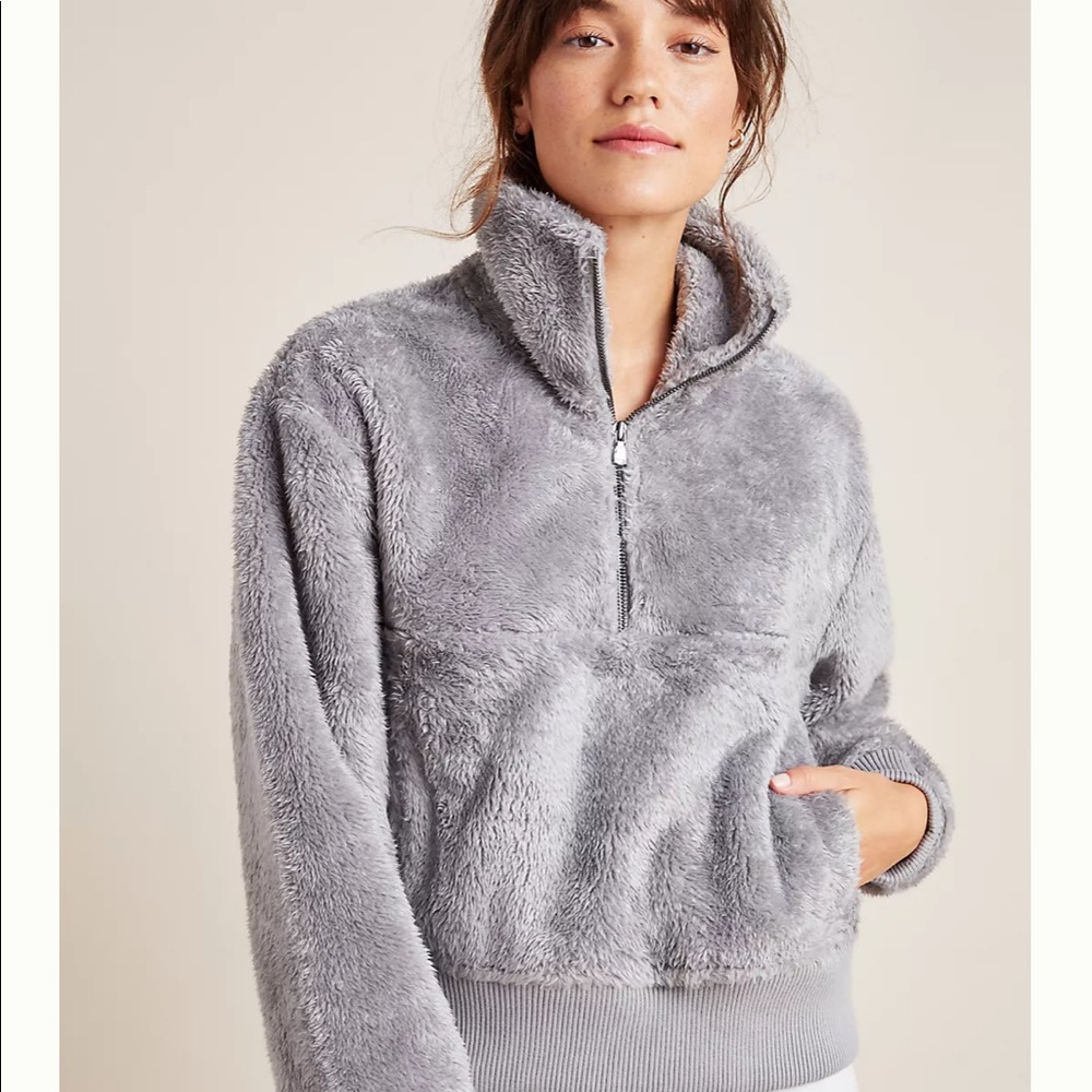 NWOT Varley Duray Sherpa Pullover Grey Small - Picture 2 of 13